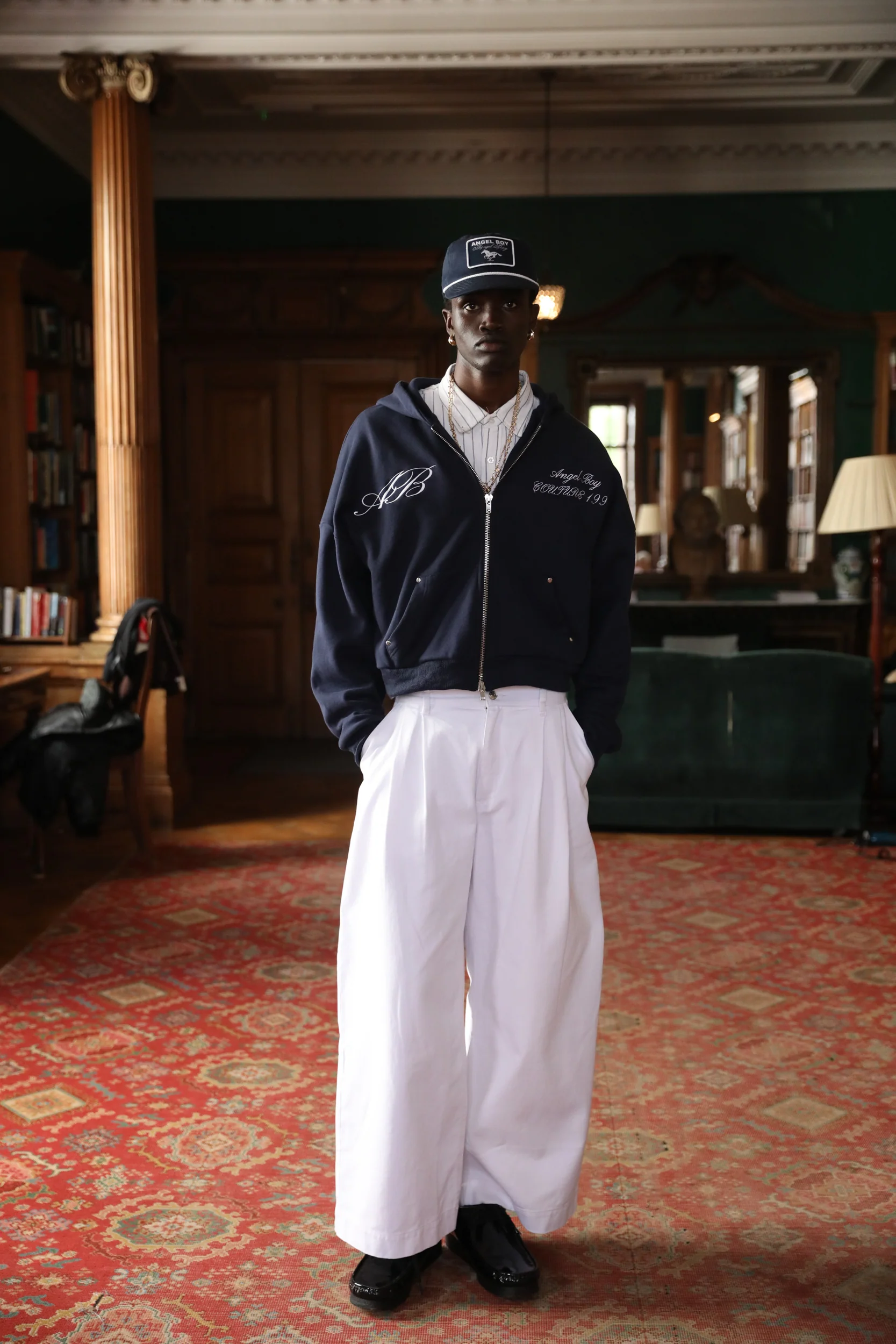 AB Double Pleated White Denim - Image 9