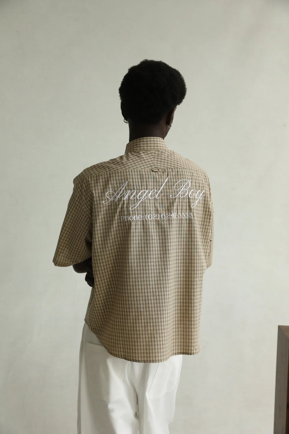 Angel Boy Beige Checkered Shirt - Image 7