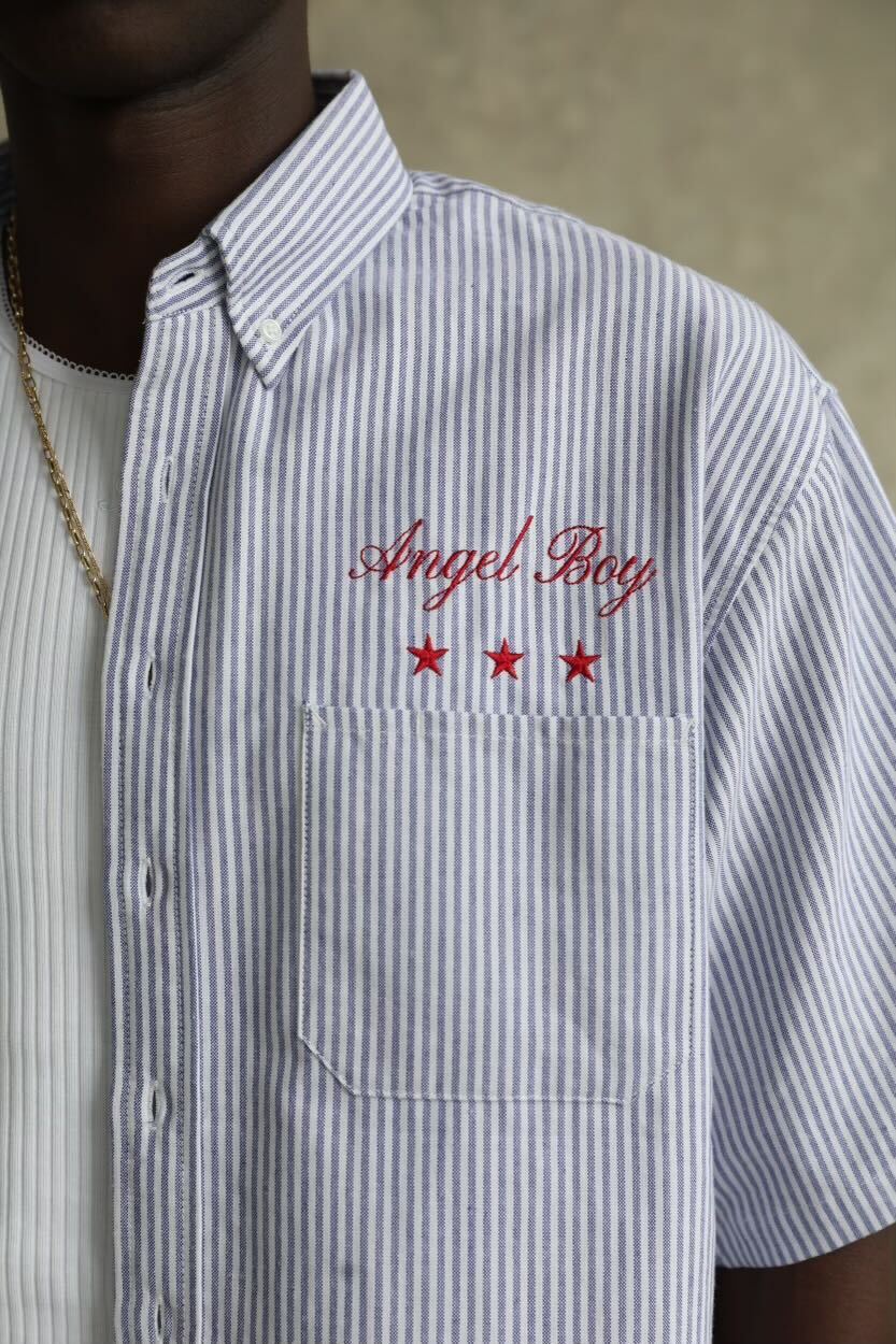Angel Boy Blue Pinstripe Shirt - Image 10