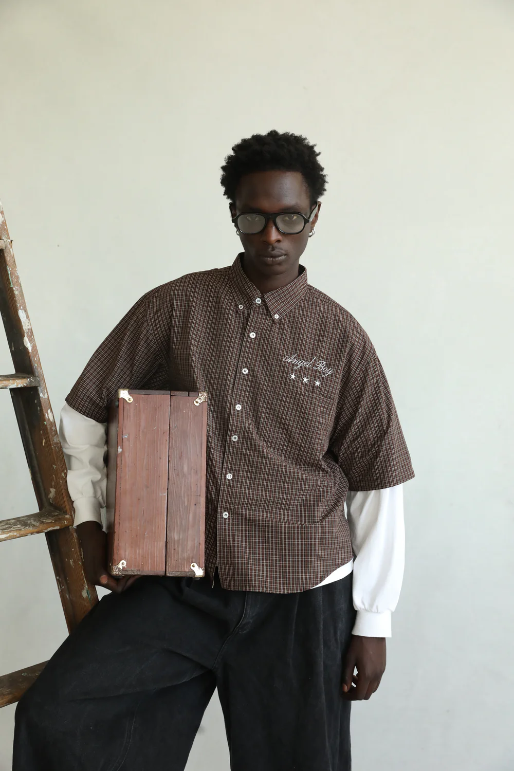 Angel Boy Brown Checkered Shirt - Image 8