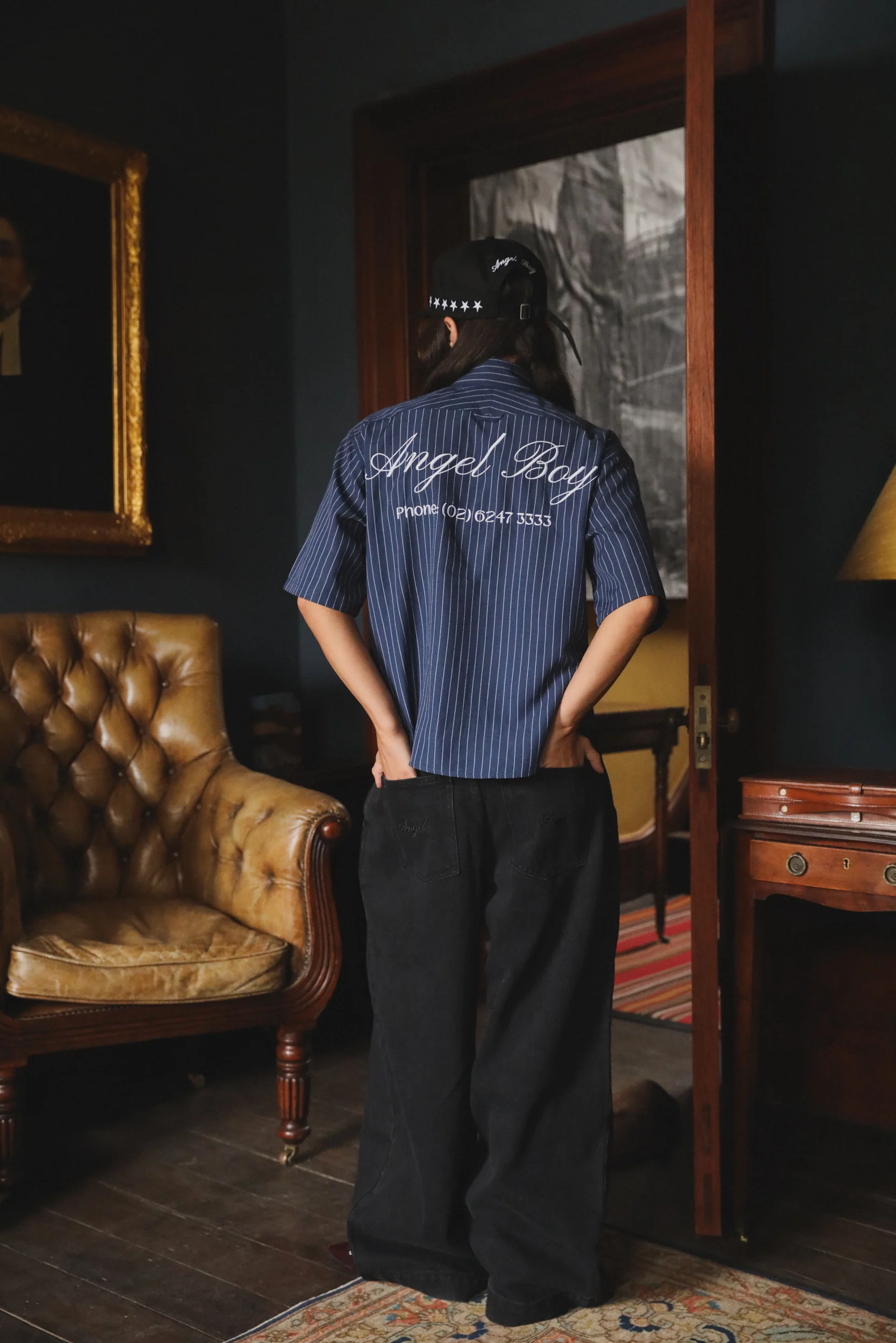 Angel Boy Navy Pinstripe Shirt - Image 4