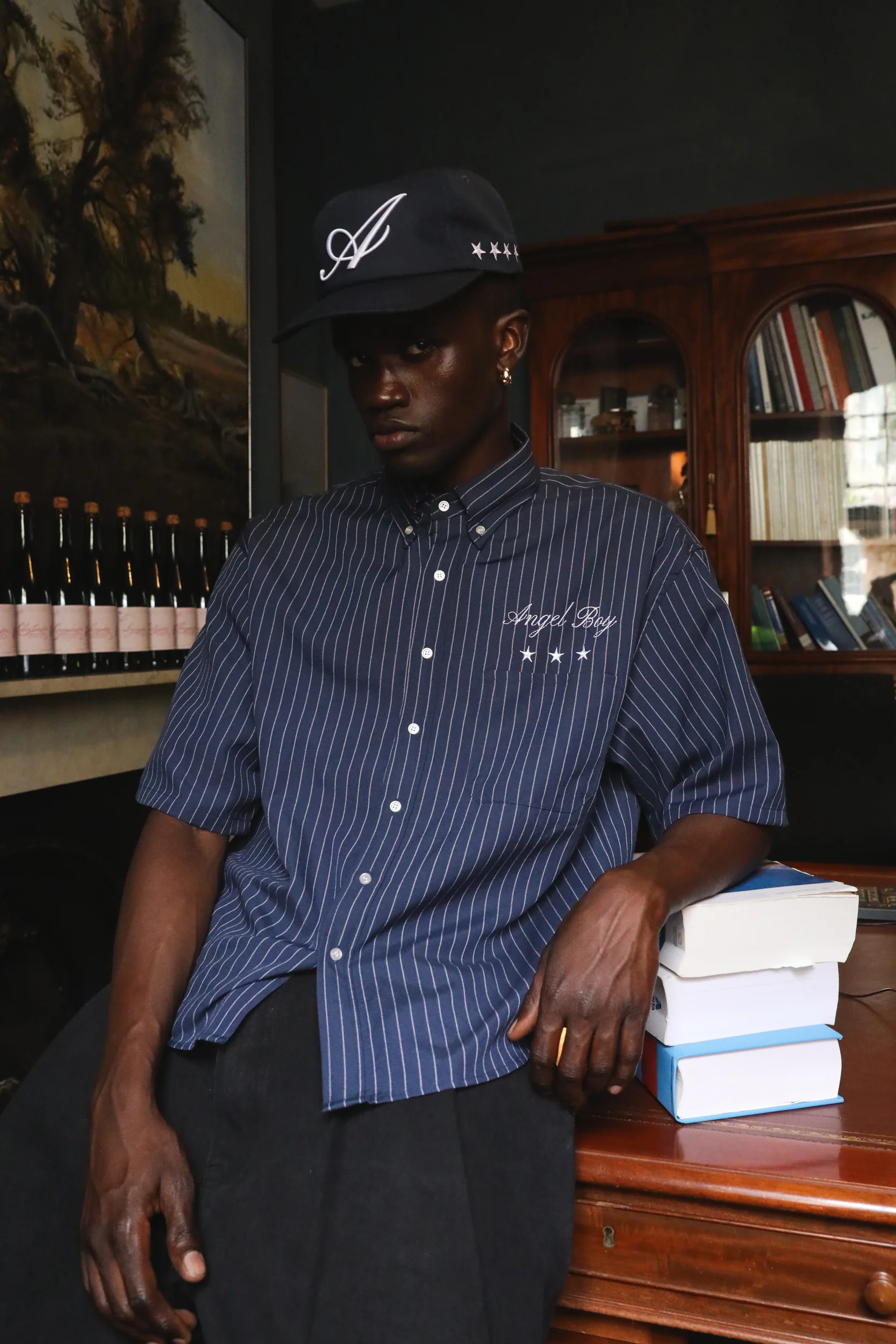 Angel Boy Navy Pinstripe Shirt - Image 5