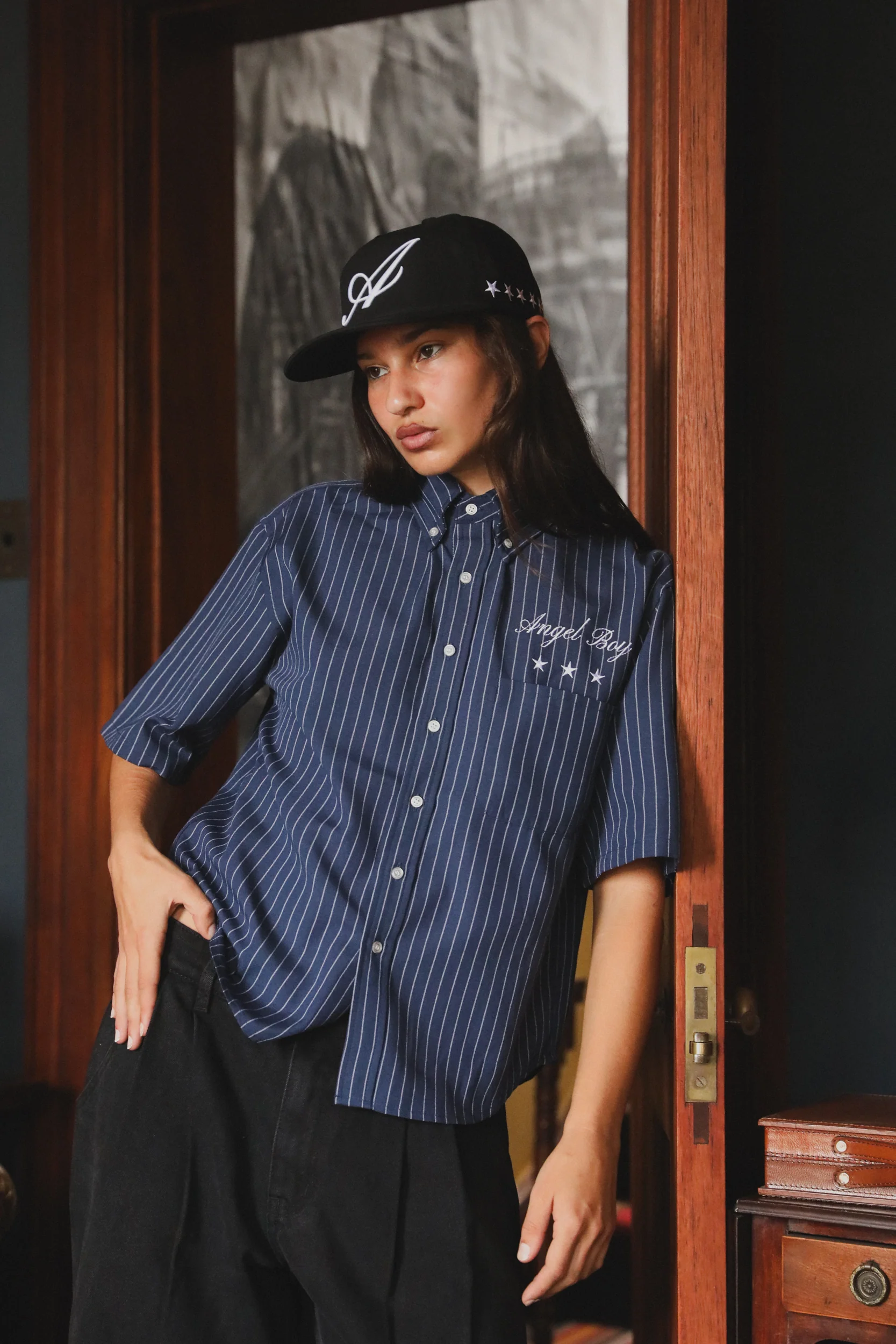 Angel Boy Navy Pinstripe Shirt - Image 7