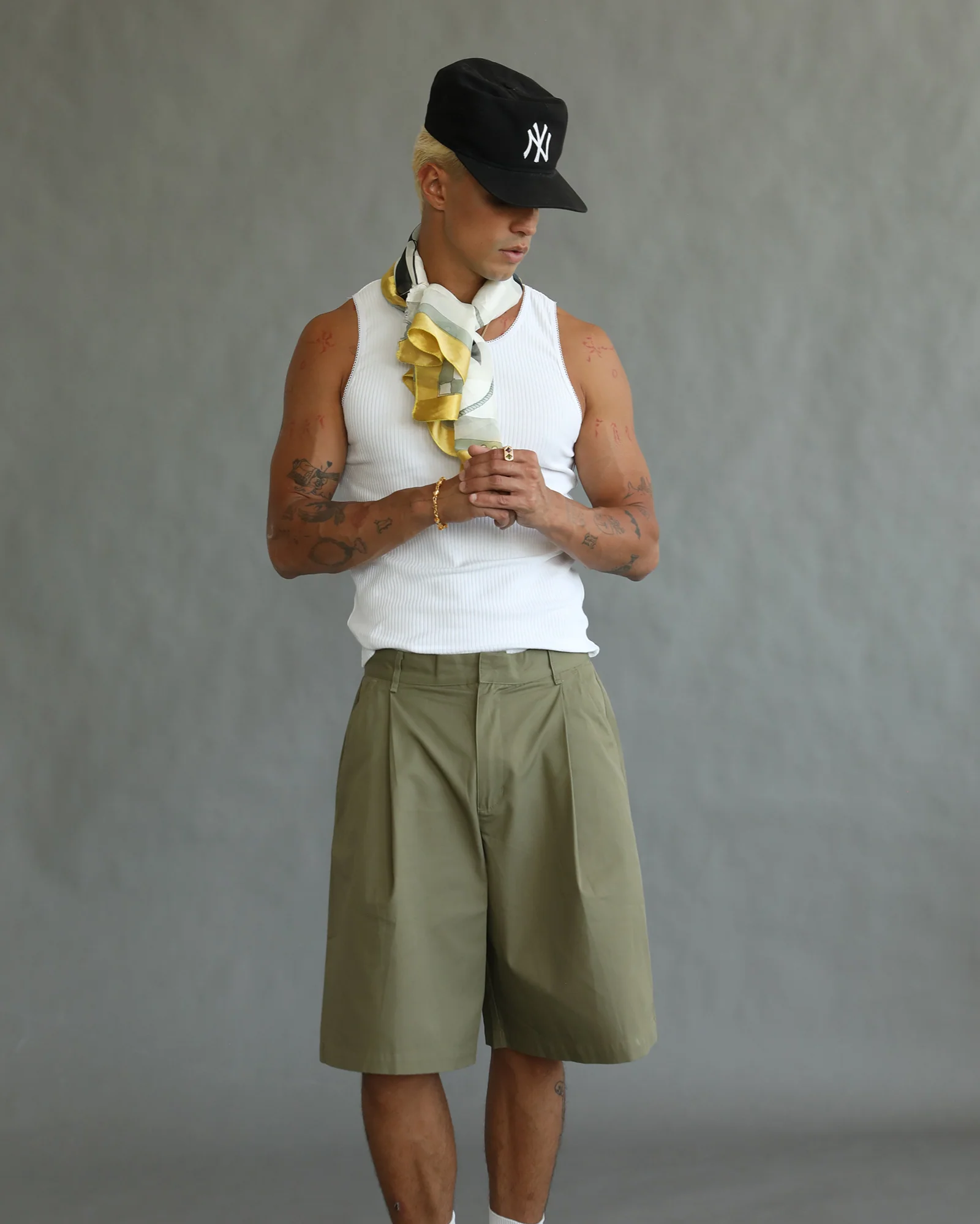 Olive Pleated Shorts - Image 3