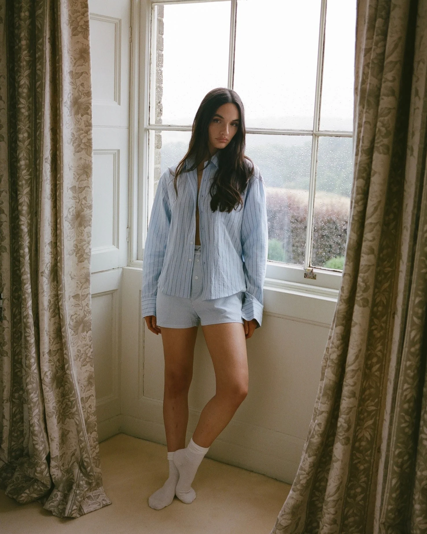 Blue Pinstriped Long Sleeve Shirt - Image 3