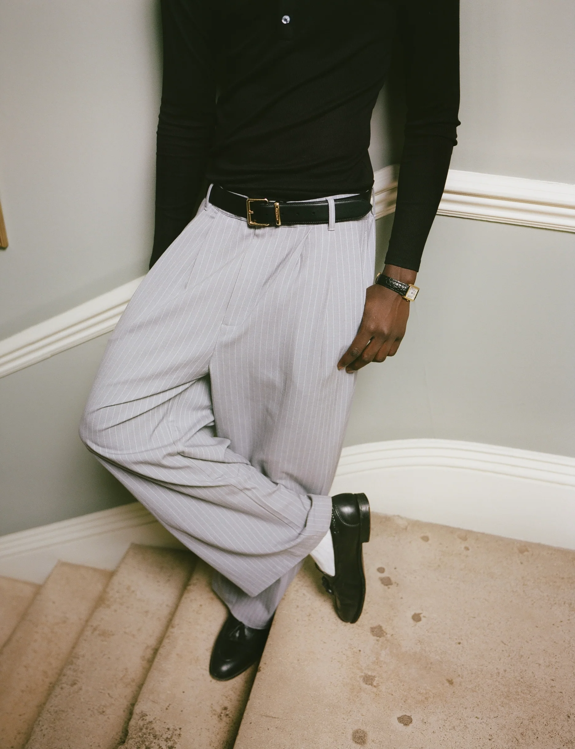 Grey Pinstripe Pants - Image 3