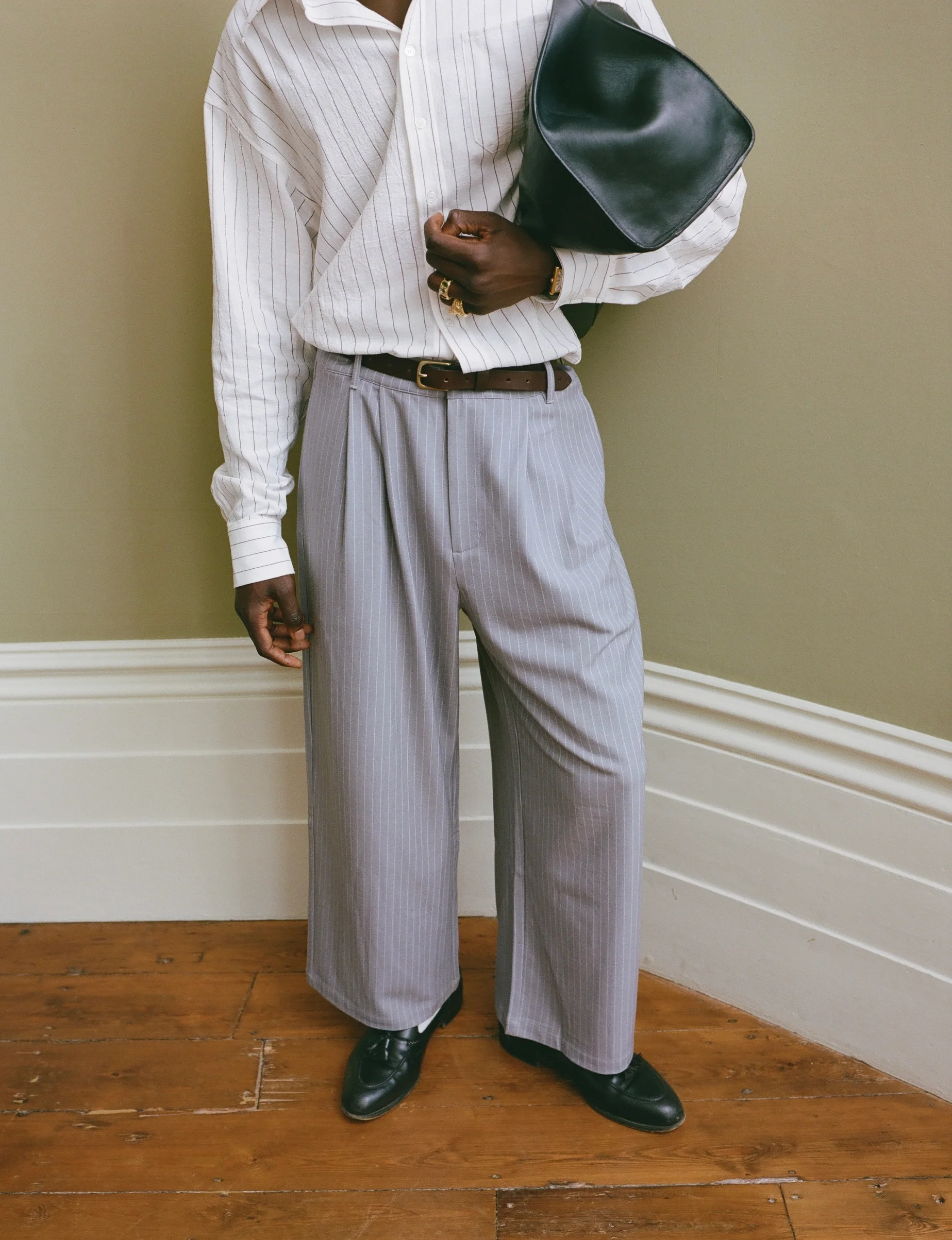 Grey Pinstripe Pants - Image 4