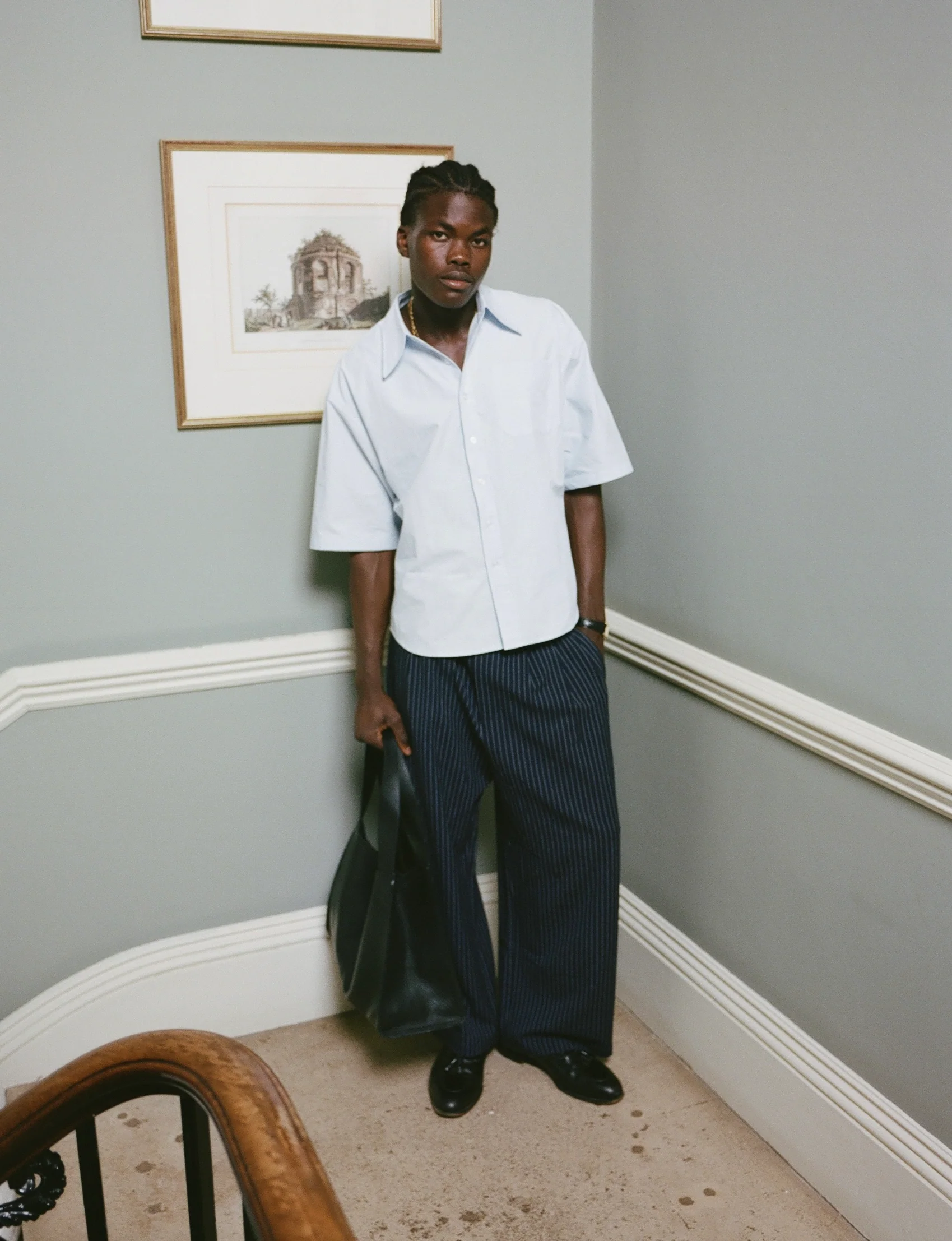 Navy Pinstripe Pants - Image 3