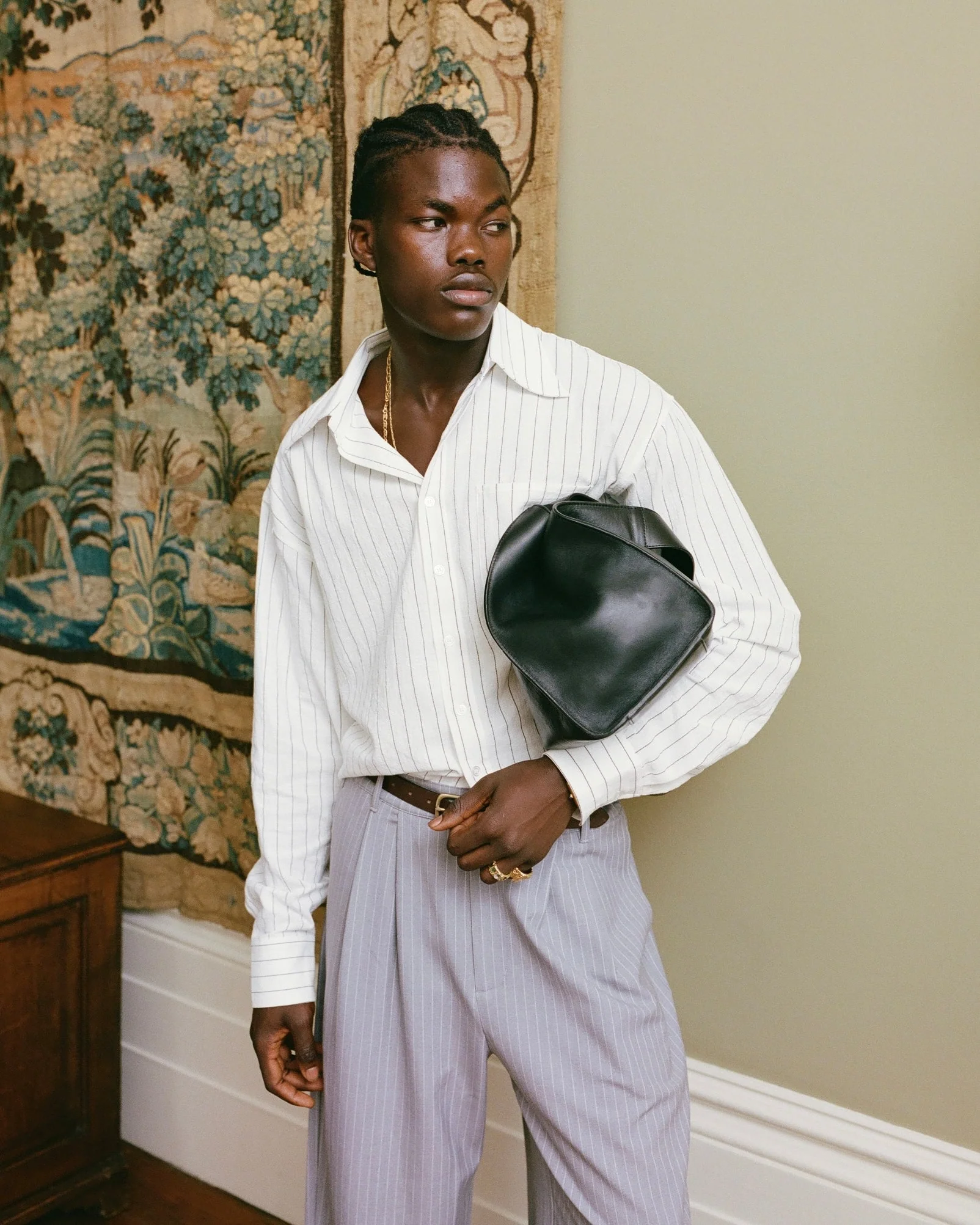 White Pinstriped Long Sleeve Shirt - Image 5